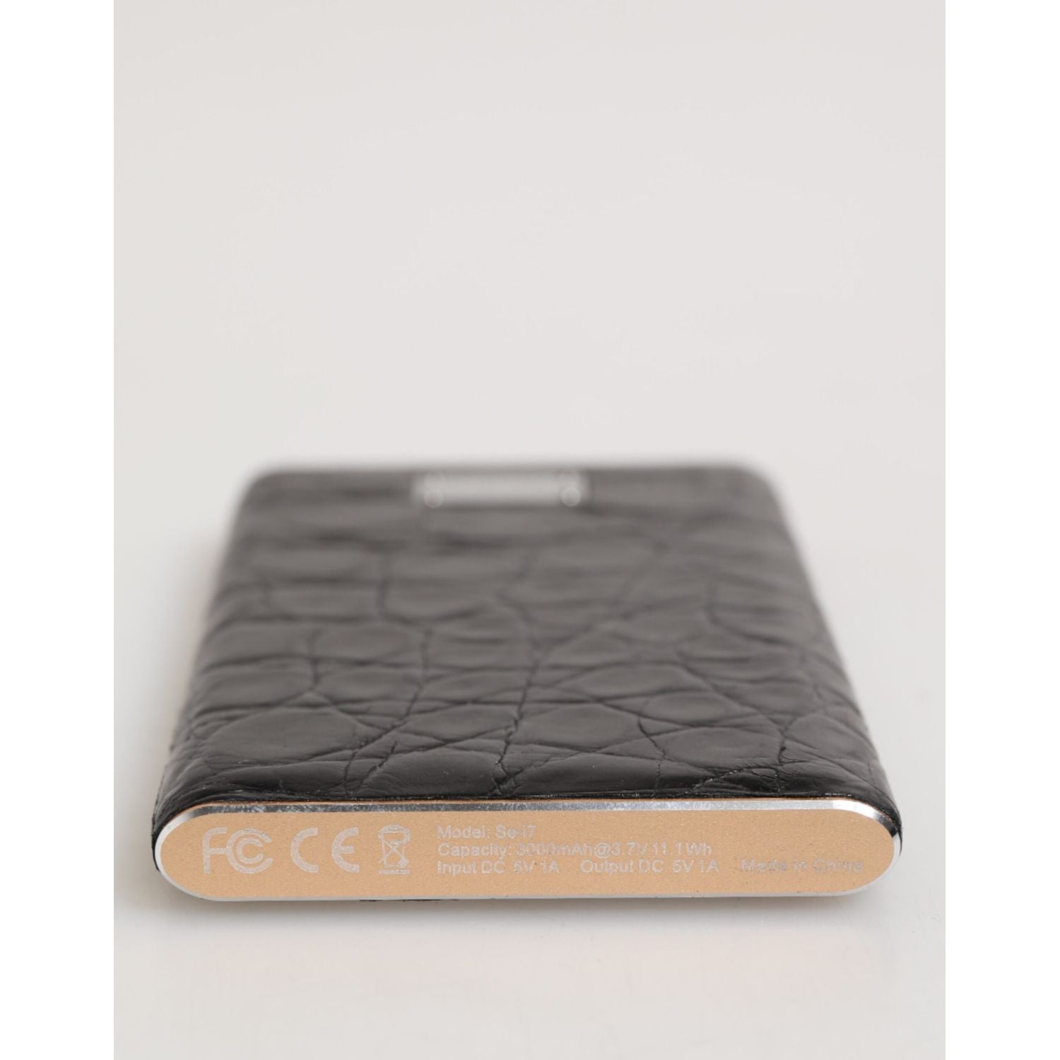 Dolce & Gabbana Black Leather Embossed Exotic 3000mAh  Power Bank Charger USB