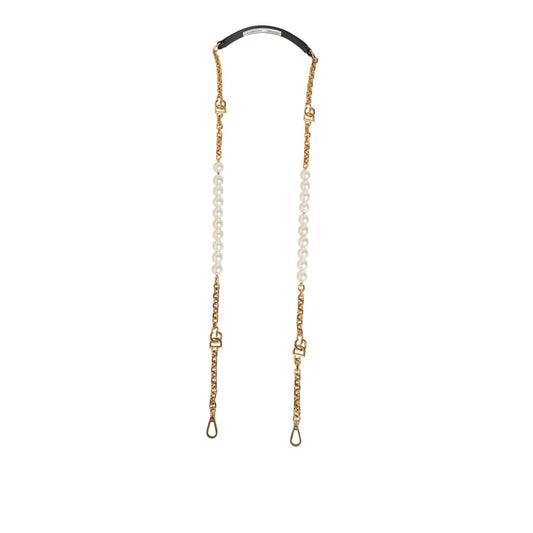 Dolce & Gabbana Black Leather Gold Chain Bag Accessory Shoulder Strap