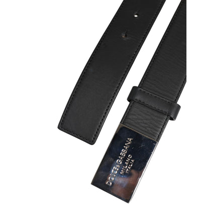 Dolce & Gabbana Black Leather Metal Logo Buckle Belt