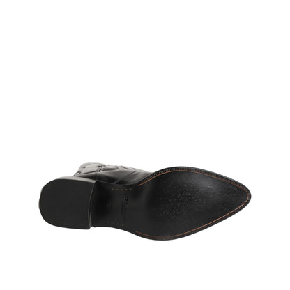 Dolce & Gabbana Black Leather Over The Calf Biker Boots Shoes