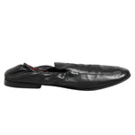 Dolce & Gabbana Black Leather Slip On Men Flat Loafers Shoes in calfskin with logo detail, lightly preowned.