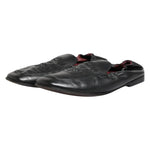 Dolce & Gabbana Black Leather Slip On Men Flat Loafers Shoes made from calfskin with logo details, lightly preowned, made in Italy.
