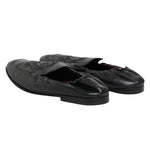 Dolce & Gabbana Black Leather Slip On Men Flat Loafers Shoes, calfskin pair with logo details, lightly preowned.