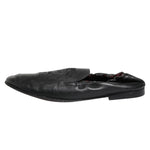 Dolce & Gabbana Black Leather Slip On Men Flat Loafers Shoes, 100% calfskin, lightly preowned, logo detail, made in Italy.