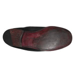 Sole view of Dolce & Gabbana Black Leather Slip On Men Flat Loafers Shoes showing minor wear.