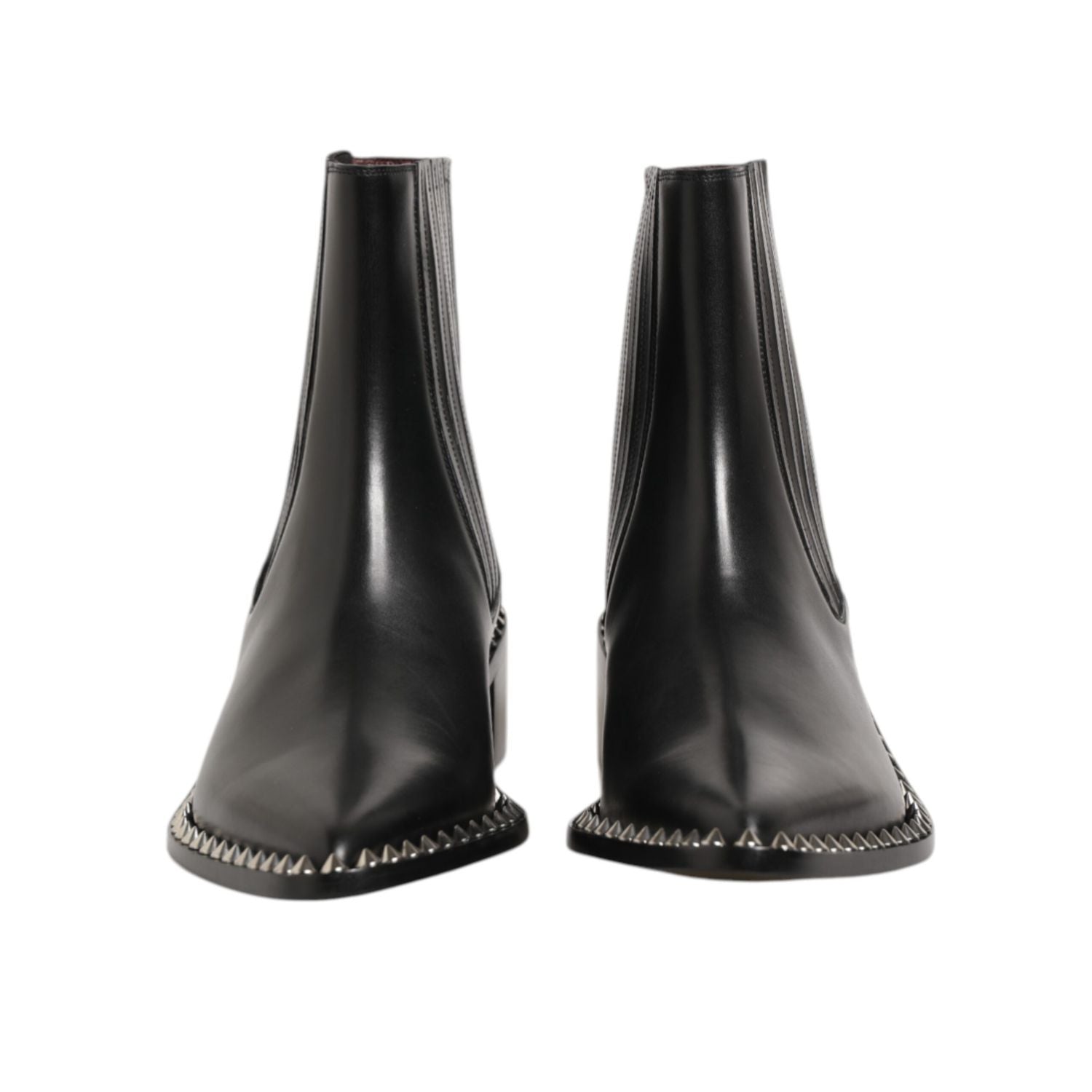 Dolce & Gabbana Black Leather Studded Men Short Boots Shoes