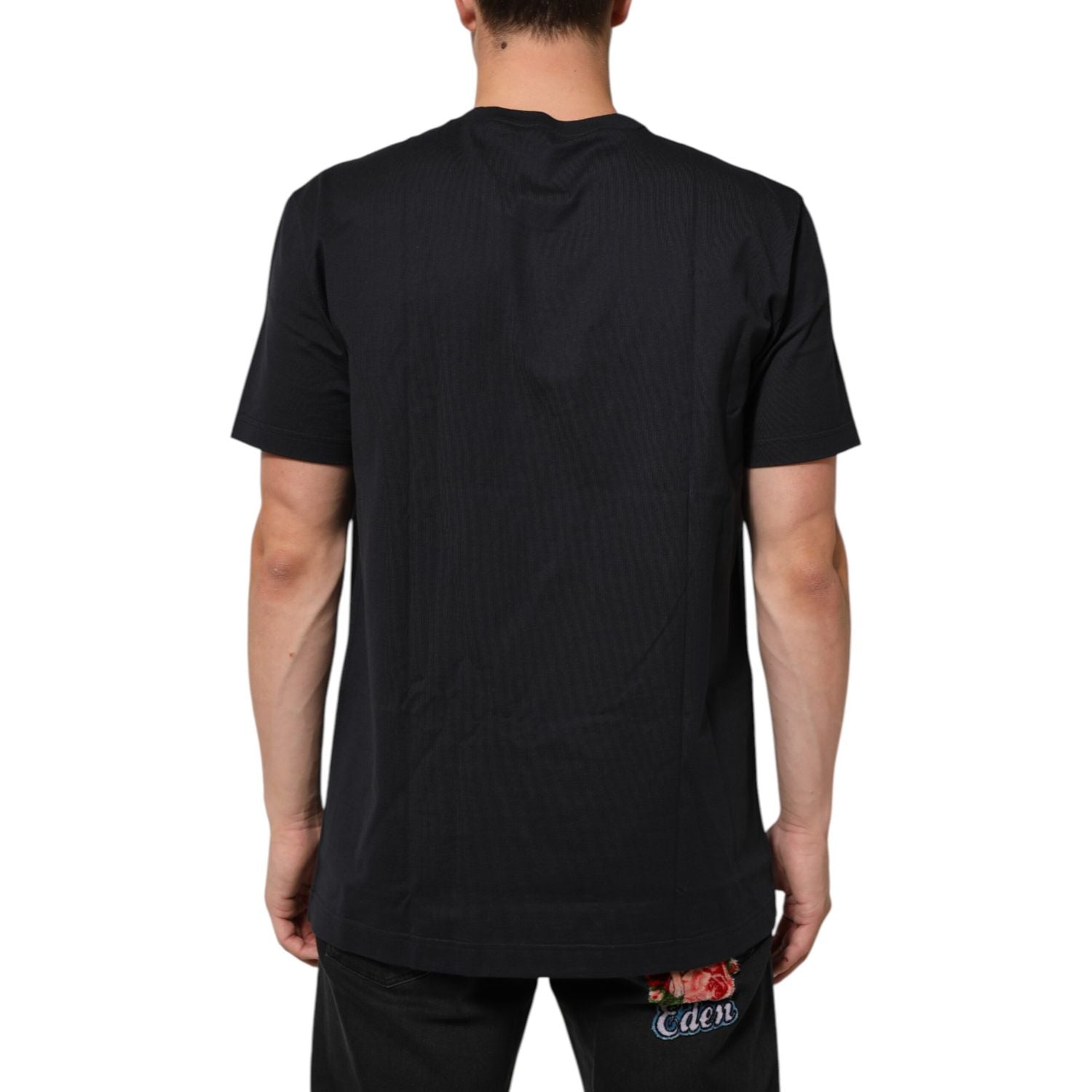 Dolce & Gabbana Black Logo Compass Cotton Crew Neck T-shirt