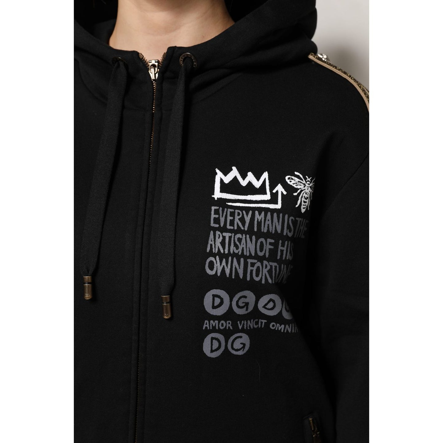 Dolce & Gabbana Black Logo Hooded Full Zip Sweatshirt Jacket