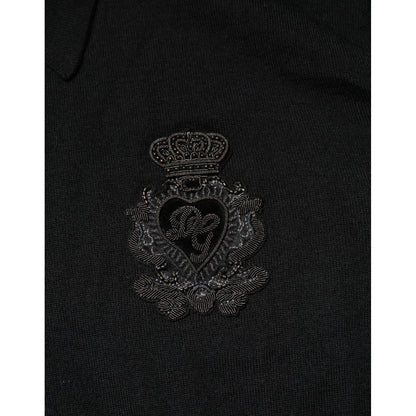 Dolce & Gabbana Black Logo Patch Collared Pullover Sweater