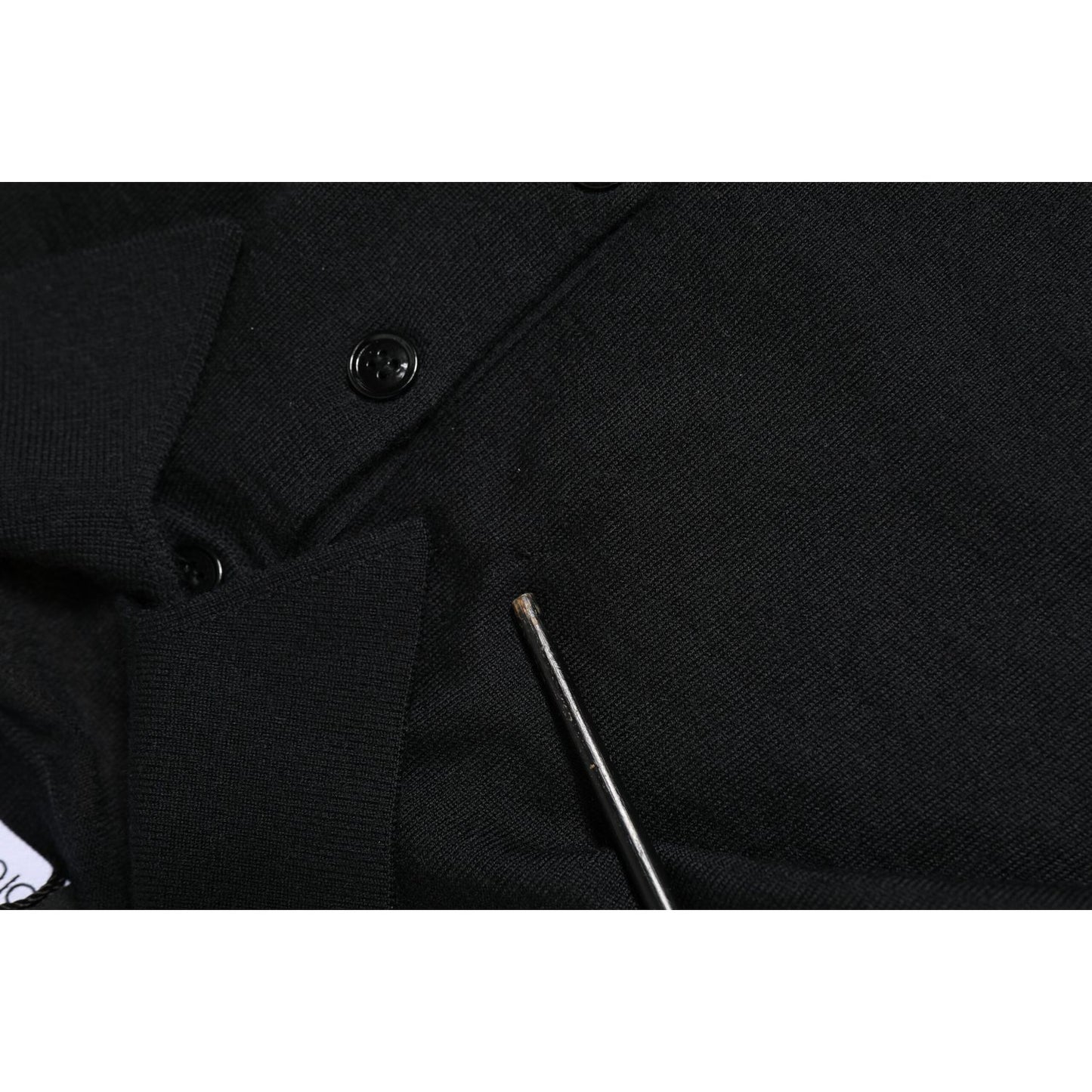 Dolce & Gabbana Black Logo Patch Collared Pullover Sweater