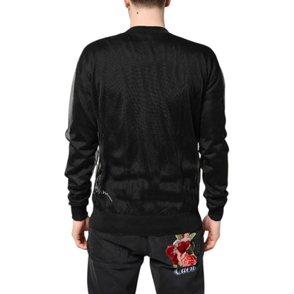 Dolce & Gabbana Black Logo Polyester CrewNeck Sweatshirt Sweater
