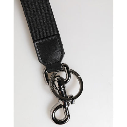 Dolce & Gabbana Black Red Logo Polyester Brass Holder Keychain Keyring