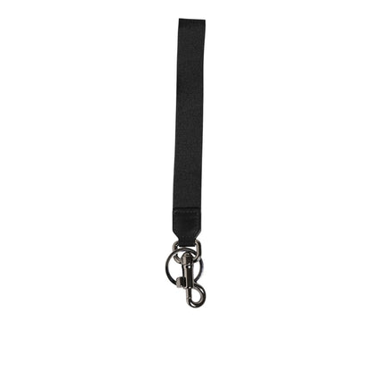 Dolce & Gabbana Black Red Logo Polyester Brass Holder Keychain Keyring