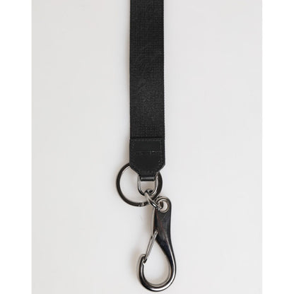 Dolce & Gabbana Black Red Polyester DG Logo Silver Men Keychain Keyring