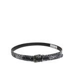 Dolce & Gabbana Black Sequins Silver Metal Logo Buckle Belt BEL9400-90