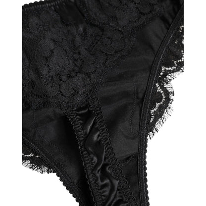 Dolce & Gabbana Black Silk Lace Stretch Bikini Panty Underwear