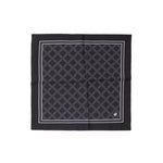 Dolce & Gabbana Black Silk Pocket Square with geometric print, logo detailing, and Italian craftsmanship, size 32×32 cm.