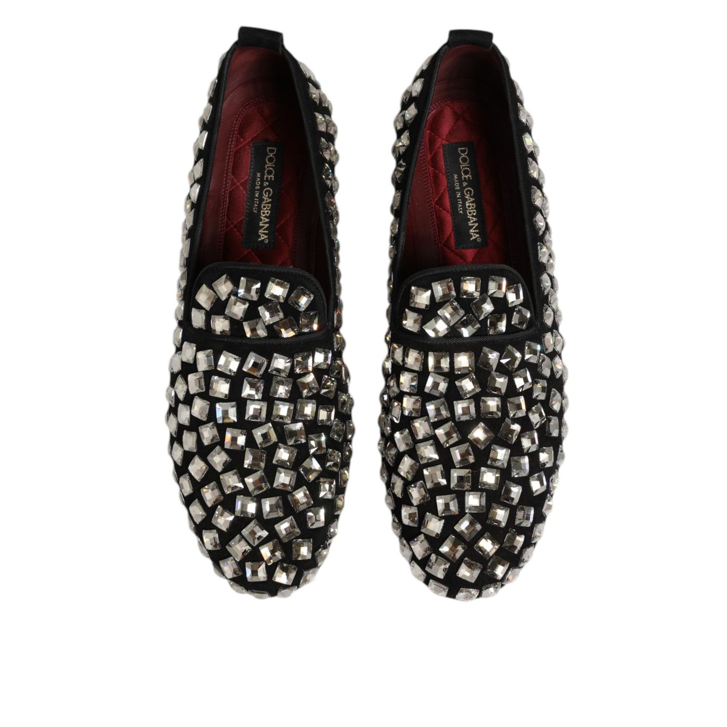 Dolce & Gabbana Black Suede Crystals Loafers Men Dress Shoes