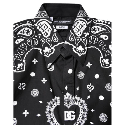 Dolce & Gabbana Black White Bandana MARTINI Casual Shirt