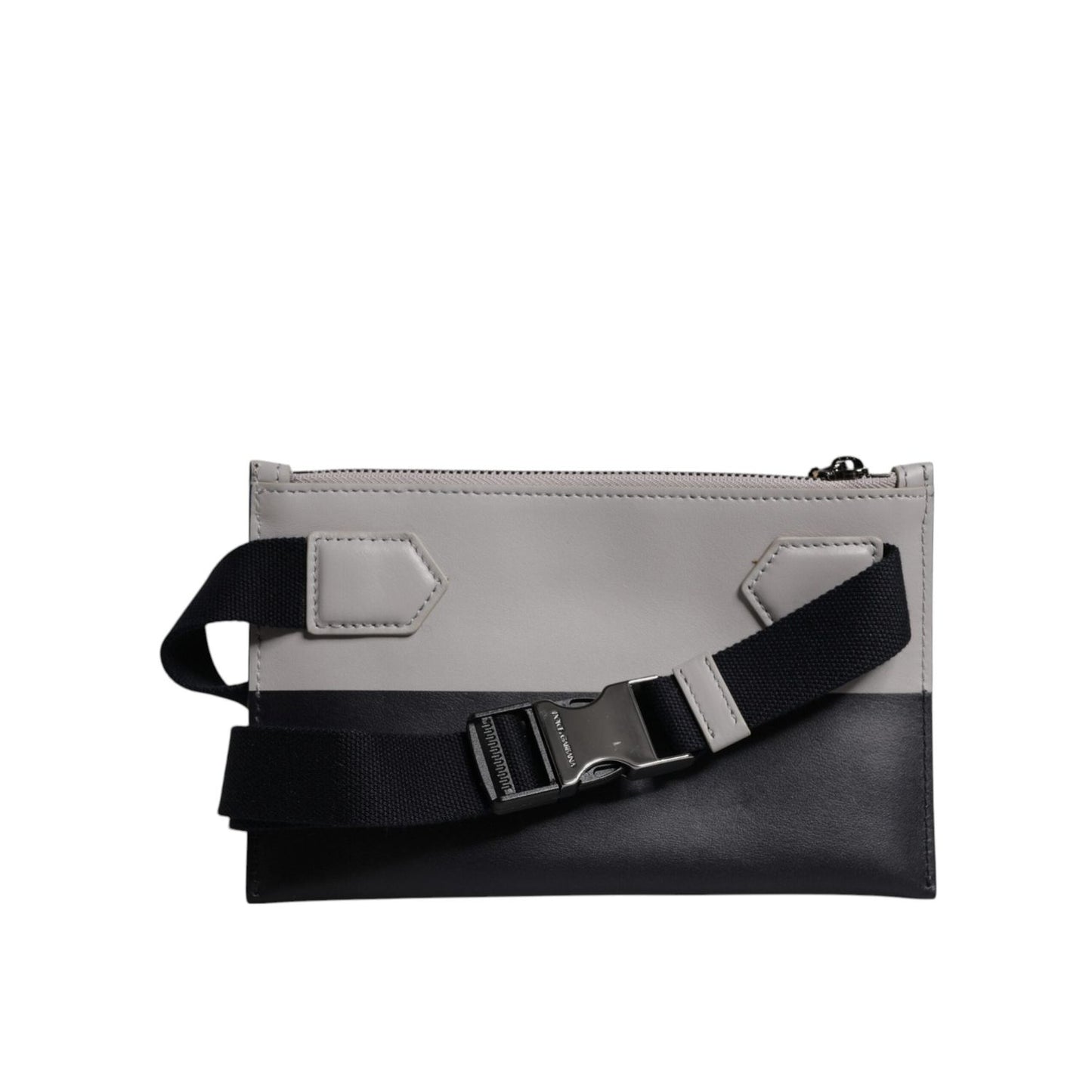 Dolce & Gabbana Black White Leather Logo Embossed Crossbody Bag BAG4290