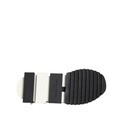 Sole view of Dolce & Gabbana Black White Sorrento Low Top Sneakers Shoes showcasing rubber sole and logo detail.