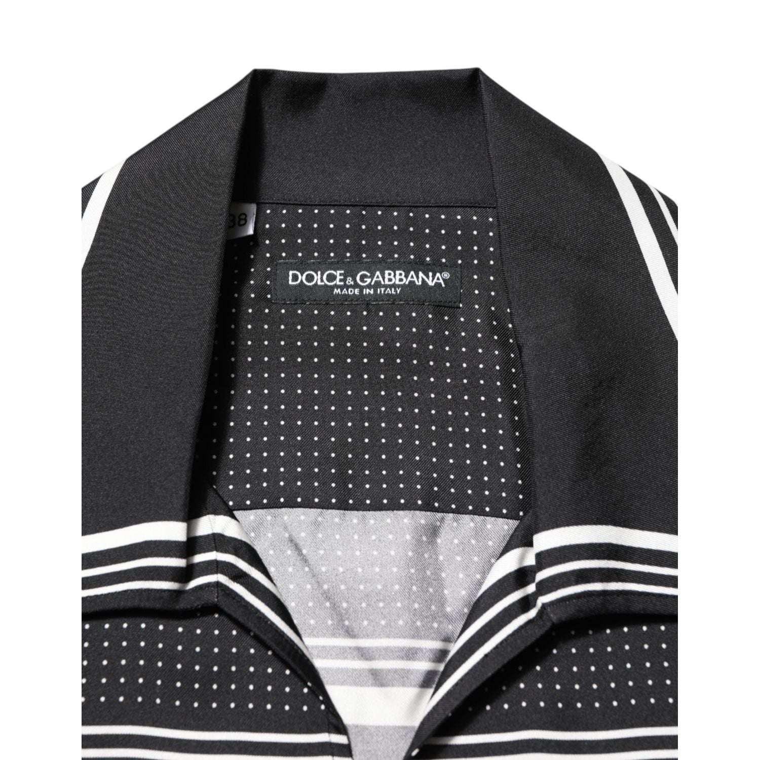 Dolce & Gabbana Black White StripeDot Print Casual Polo Shirt