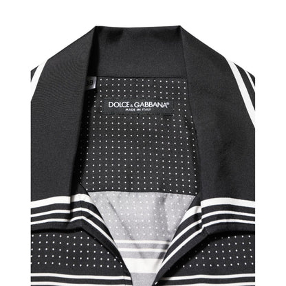 Dolce & Gabbana Black White StripeDot Print Casual Polo Shirt