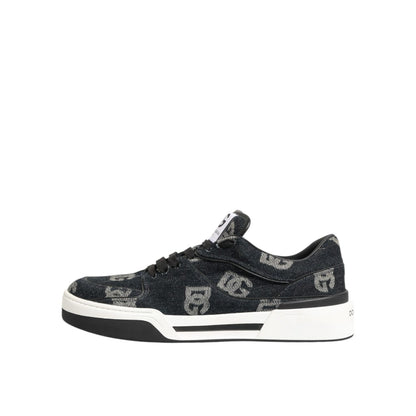 Dolce & Gabbana Blue Cotton Denim Logo Low Top Sneakers Shoes