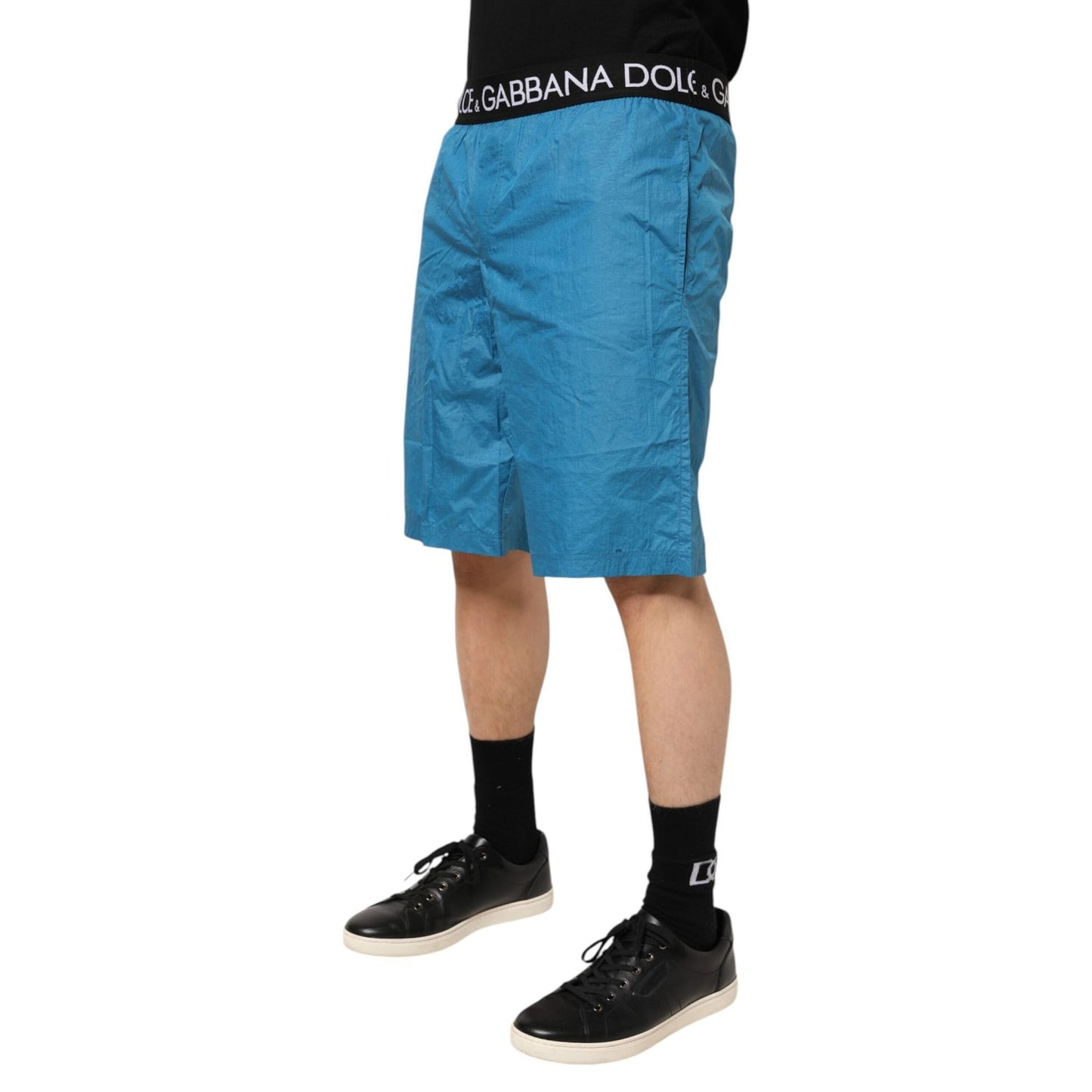 Dolce & Gabbana Blue Logo Waistband Beachwear Shorts Swimwear
