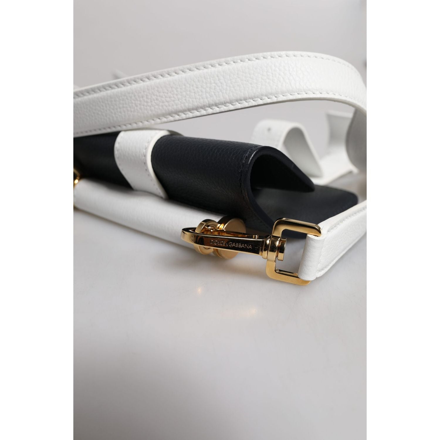 Dolce & Gabbana Blue White Calfskin Leather Crossbody Shoulder Bag