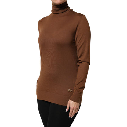 Dolce & Gabbana Brown Cashmere Turtle Neck Pullover Sweater