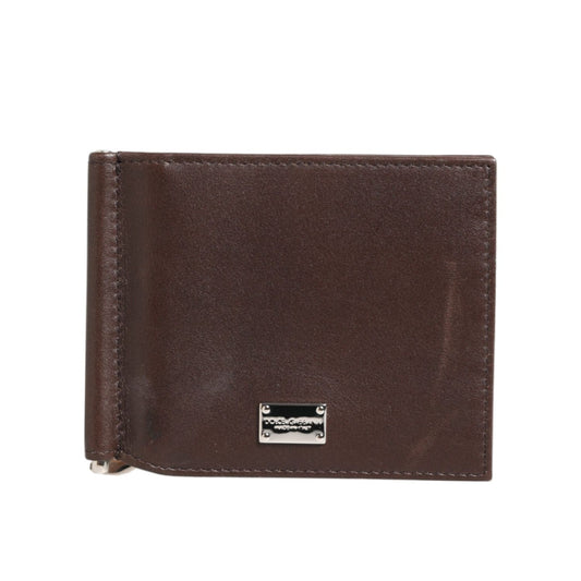 Dolce & Gabbana Brown Leather DG Logo Engrave Bifold Card Holder Wallet SMY11258