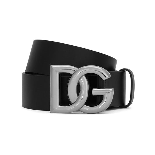 Dolce & Gabbana Calfskin belt with crossed DG logo buckle