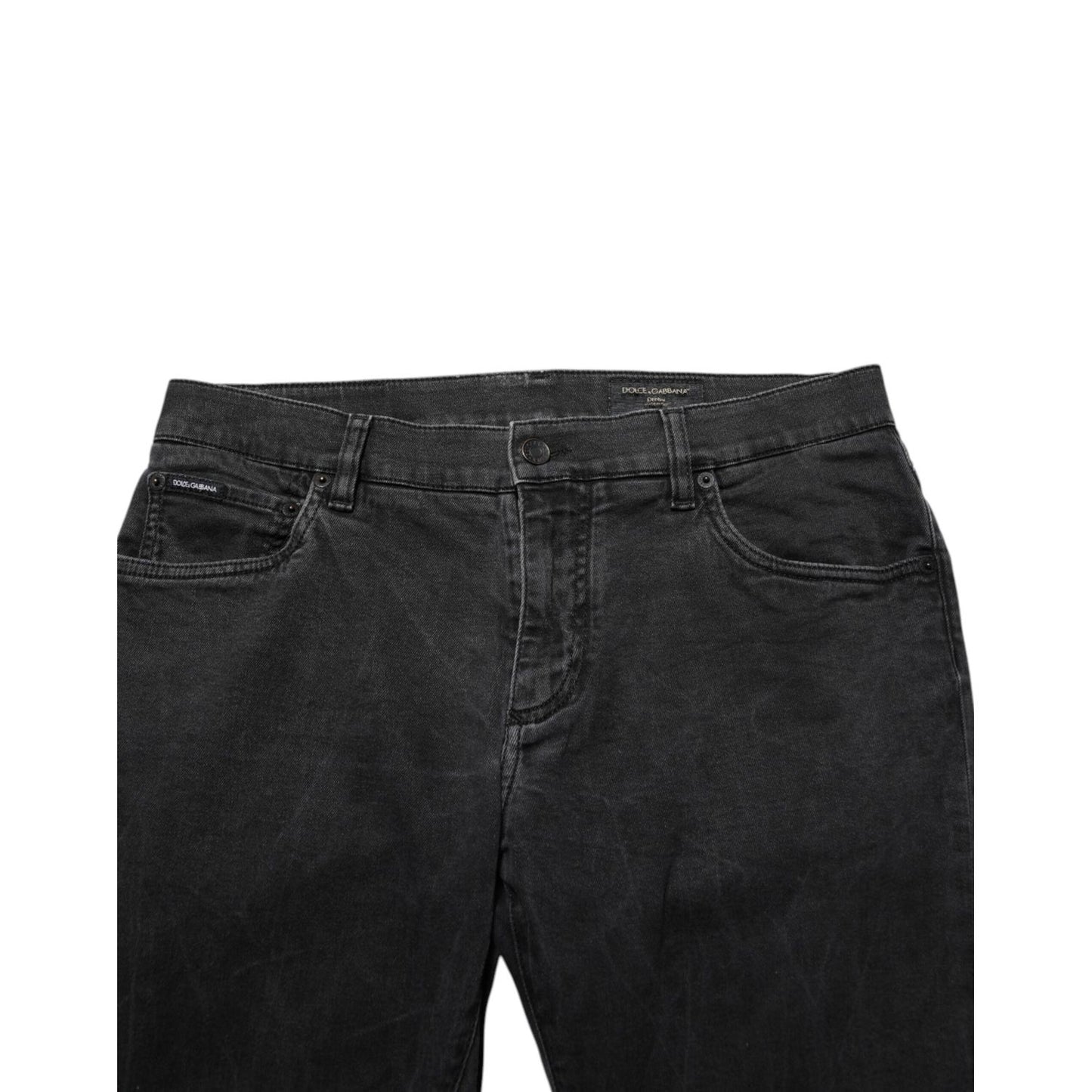 Dolce & Gabbana Dark Gray Cotton Stretch Denim Trouser Jeans with classic five-pocket detailing