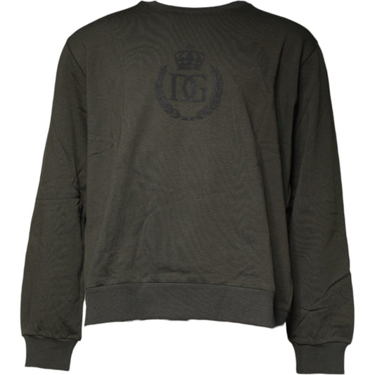 Dolce & Gabbana Army Green Crown Cotton Sweatshirt Sweater 1728,67345645728,Army,Dolce & Gabbana,IT60 | 3XL,Material: 100% Cotton,Men,Preowned / Defect,Sweaters - Men - Clothing Dolce & Gabbana TSH86970-60