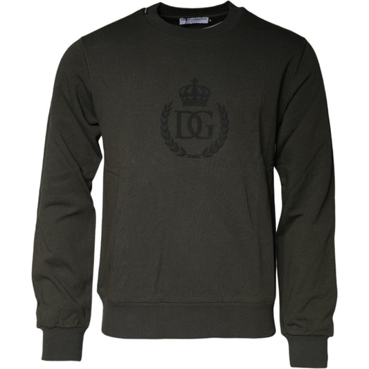 Dolce & Gabbana Army Green Crown Cotton Sweatshirt Sweater 1728,67345645728,Army,Dolce & Gabbana,IT48 | M,Material: 100% Cotton,Men,New with tags,Sweaters - Men - Clothing Dolce & Gabbana TSH86971-48