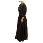 Dolce & Gabbana Black Crystal Floral Maxi Ball Gown Dress DR28244-40