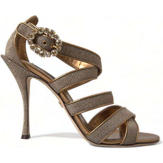 Dolce & Gabbana Bronze Crystal Stiletto Heels Sandals 1728,67345645728,Bronze,Dolce & Gabbana,EU40/US9.5,Material: Leather,New with tags,Sandals - Women - Shoes,Women Dolce & Gabbana LA10318-40