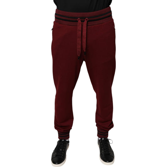 Dolce & Gabbana Dark Red Cotton Men Jogger Sweatpants Pants 1728,67345645728,Dolce & Gabbana,IT50 | L,Jeans & Pants - Men - Clothing,Material: 100% Cotton,Men,Preowned / Defect,Red Dolce & Gabbana PAN75562-50
