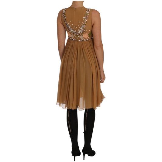 Dolce & Gabbana Exquisite Gold Silk A-line Dress 1728,67345645728,Dolce & Gabbana,Dresses - Women - Clothing,Gold,IT40|S,Material: 100% SILK,New with tags,Women Dolce & Gabbana DR1466-1