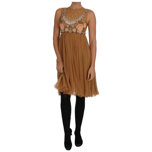 Dolce & Gabbana Exquisite Gold Silk A-line Dress 1728,67345645728,Dolce & Gabbana,Dresses - Women - Clothing,Gold,IT40|S,Material: 100% SILK,New with tags,Women Dolce & Gabbana DR1466-1