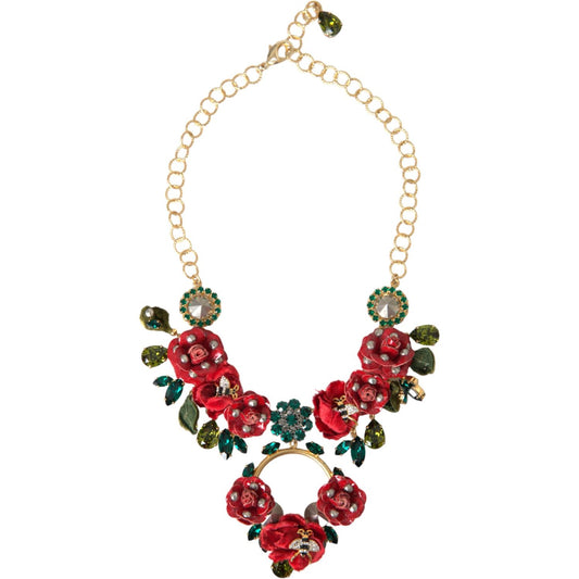 Dolce & Gabbana Gold Brass Link Chain RosePetal Crystal Pendant Necklace Brass,Category-Jewellery,Dolce & Gabbana,Gender-Men,Gender-Women,Gold,Material: Crystal,Necklaces - Women - Jewelry,New with tags,Subcategory-NecklaceMenJewellery,Subcategory-Necklac