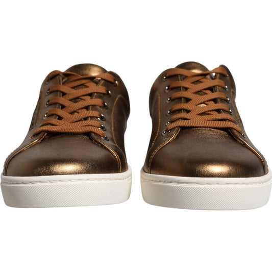 Dolce & Gabbana Gold Leather Logo London Men Sneaker Shoes 1728,67345645728,Dolce & Gabbana,EU40.5/US7.5,Gold,Material: Leather,Men,Men - Shoes,New with tags,Shoes,Sneakers - Men - Shoes Dolce & Gabbana MV6547-40.5