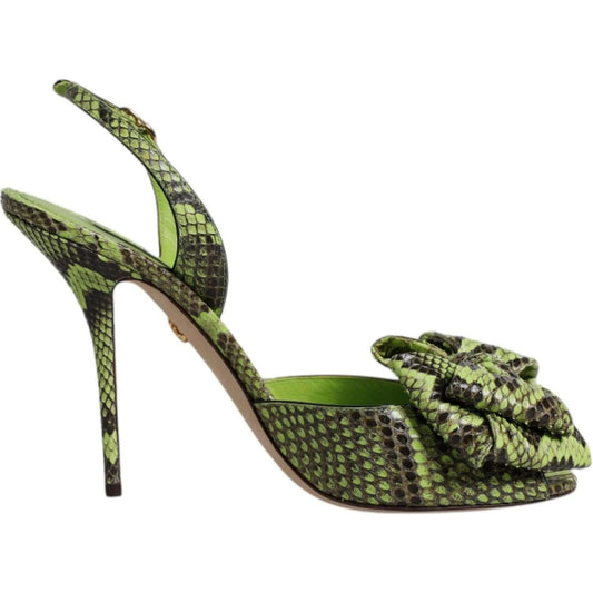 Dolce & Gabbana Green Python Leather Heels Sandals Shoes 1728,67345645728,Dolce & Gabbana,EU35.5/US5,EU35/US4.5,EU36.5/US6,EU36/US6,EU37.5/US7,EU38.5/US8,EU38/US7.5,EU39.5/US9,EU40/US9.5,Green,Material: 90% Molurus Python 4% Calf Leather 3% PU 2% Polyeste