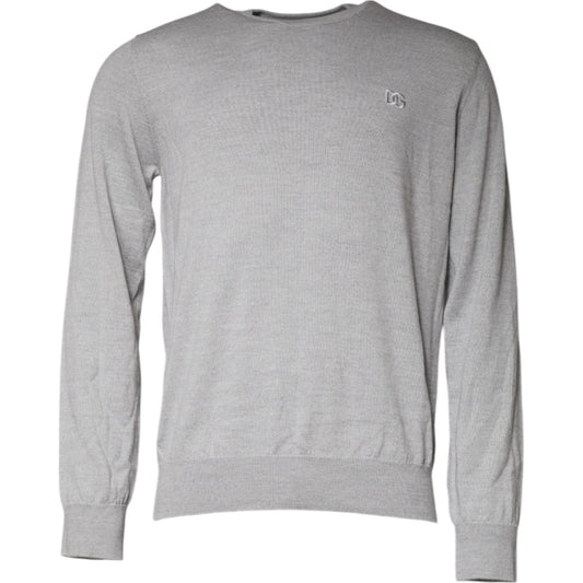 Dolce & Gabbana Light Gray Wool Crew Neck Pullover Sweater 1728,67345645728,Dolce & Gabbana,Gray,IT50 | L,Material: 100% Virgin Wool,Men,New with tags,Sweaters - Men - Clothing Dolce & Gabbana TSH86979-50