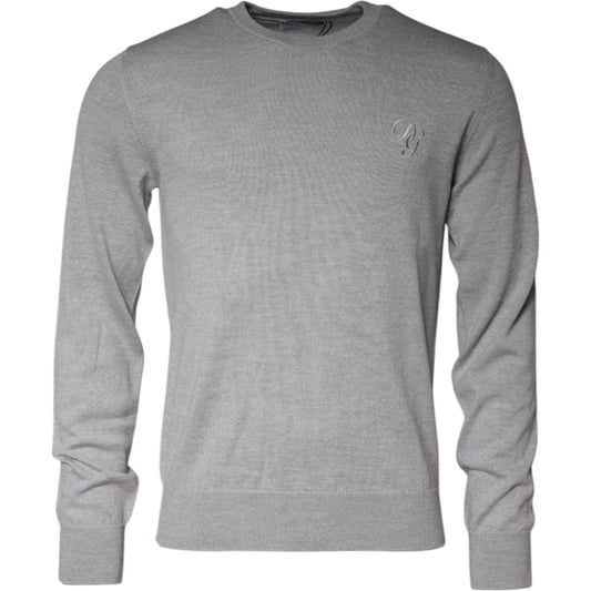 Dolce & Gabbana Light Gray Wool Crew Neck Pullover Sweater 1728,Dolce & Gabbana,Gray,IT48 | M,Material: 100% Virgin Wool,Men,Preowned / Defect,Sweaters - Men - Clothing Dolce & Gabbana TSH86993-48