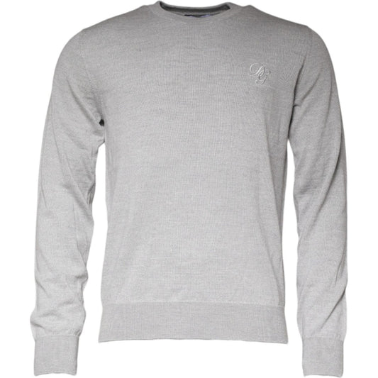 Dolce & Gabbana Light Gray Wool Crew Neck Pullover Sweater 1728,67345645728,Dolce & Gabbana,Gray,IT48 | M,Material: 100% Virgin Wool,Men,Preowned / Defect,Sweaters - Men - Clothing Dolce & Gabbana TSH87063-48