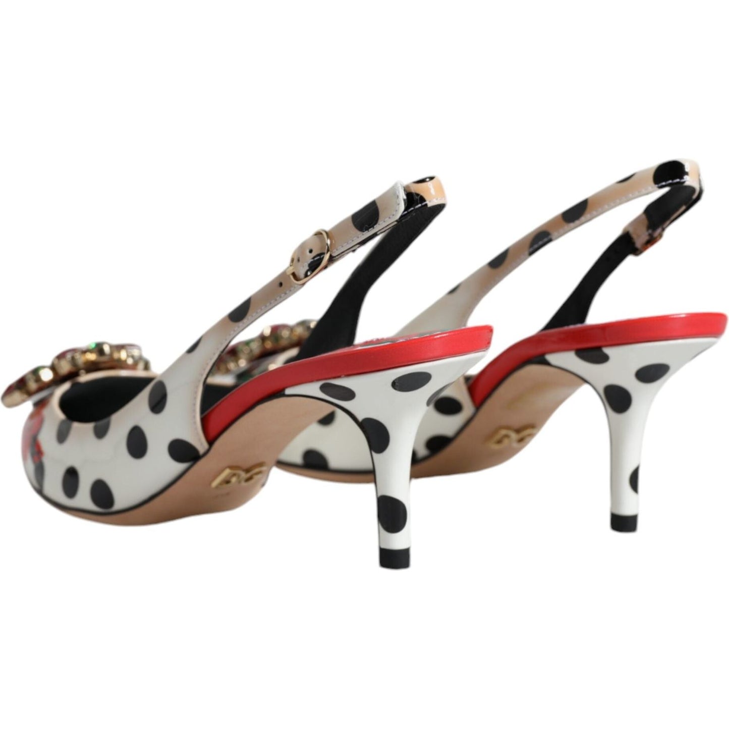 Dolce & Gabbana Multicolor Leather Crystal Heels Slingback Shoes LA12161-35.5