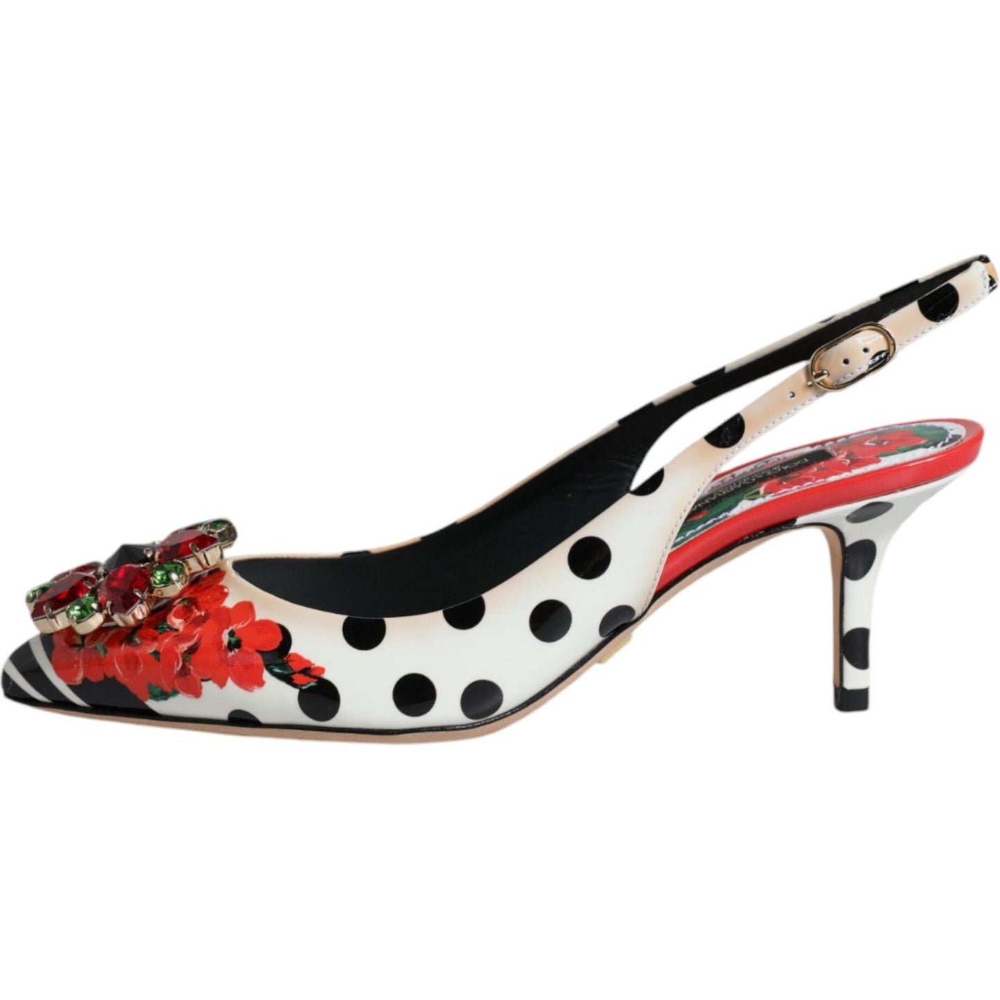 Dolce & Gabbana Multicolor Leather Crystal Heels Slingback Shoes LA12161-35.5