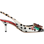 Dolce & Gabbana Multicolor Leather Crystal Heels Slingback Shoes LA12161-35.5